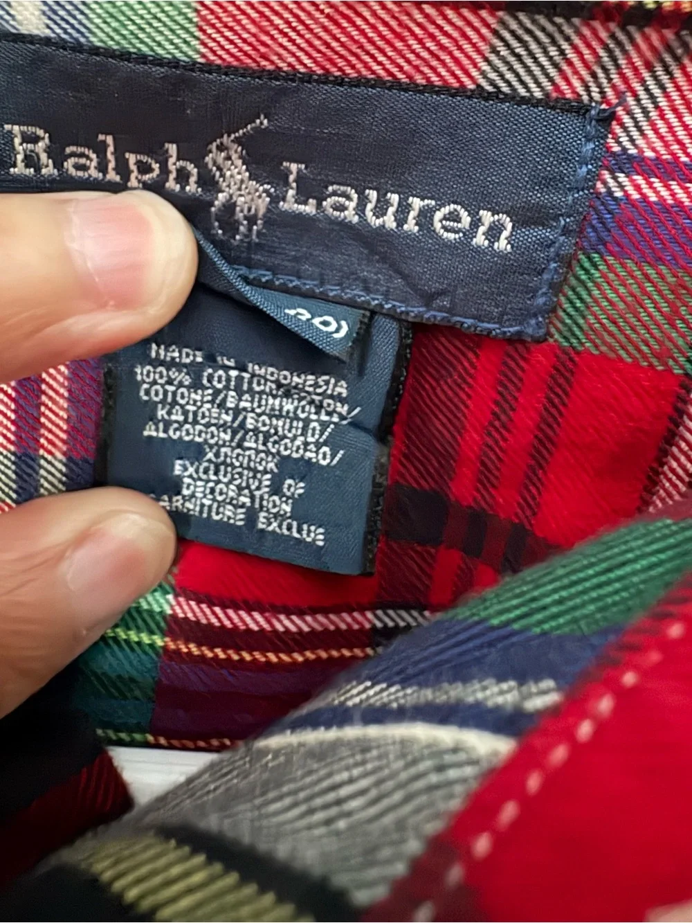 Ralph Lauren Boys Plaid Long Sleeve cotton Button Up Shirt Size XL 18-20